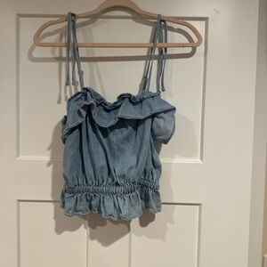 American Eagle Outfitters Light Blue Ruffle Top